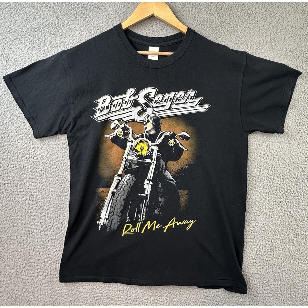 Bob Seger Roll Me Away Tour T Shirt Large Black Double Sided Concert Band Tee